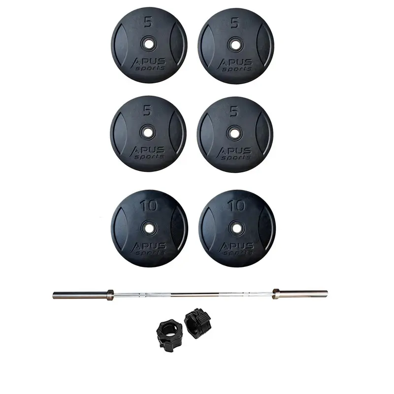 7 Ft Olympic Barbell and Apus Rubber Bumper Plate Set - 60 KG | Prosportsae