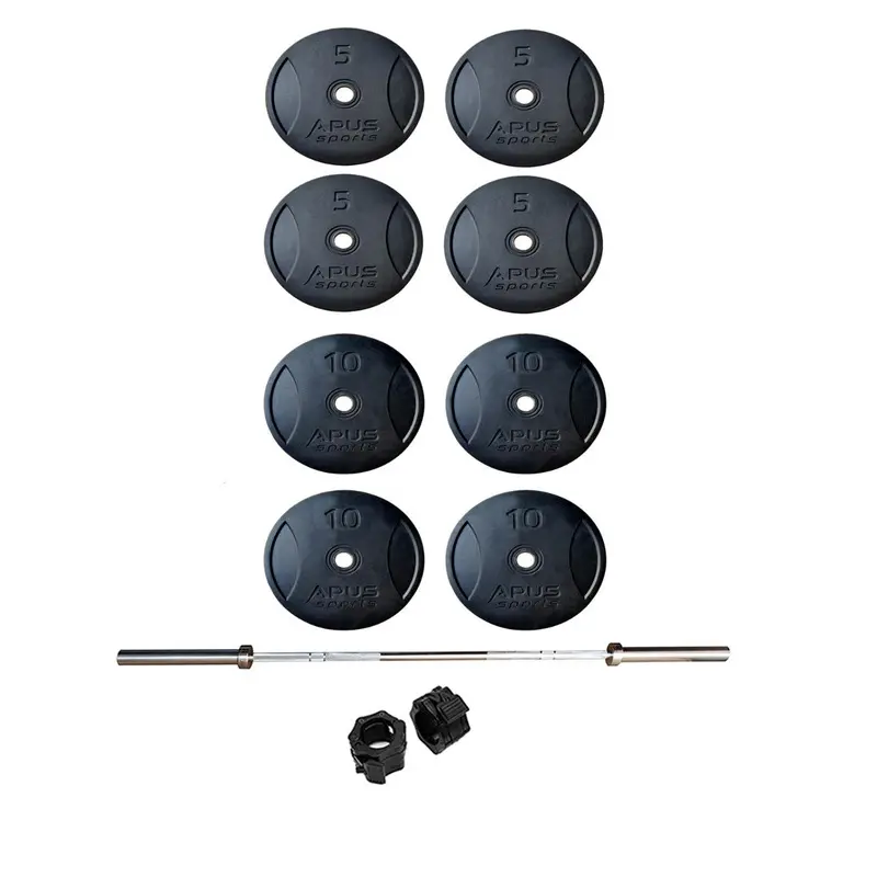 Apus Bumper Plate Set with 7 Ft Olympic Bar - 80 KG