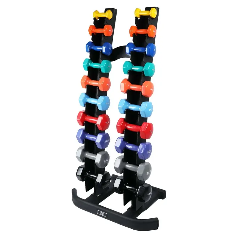1441 Fitness Vinyl Coated Dumbbell with Rack - 1 Kg to 10 Kg