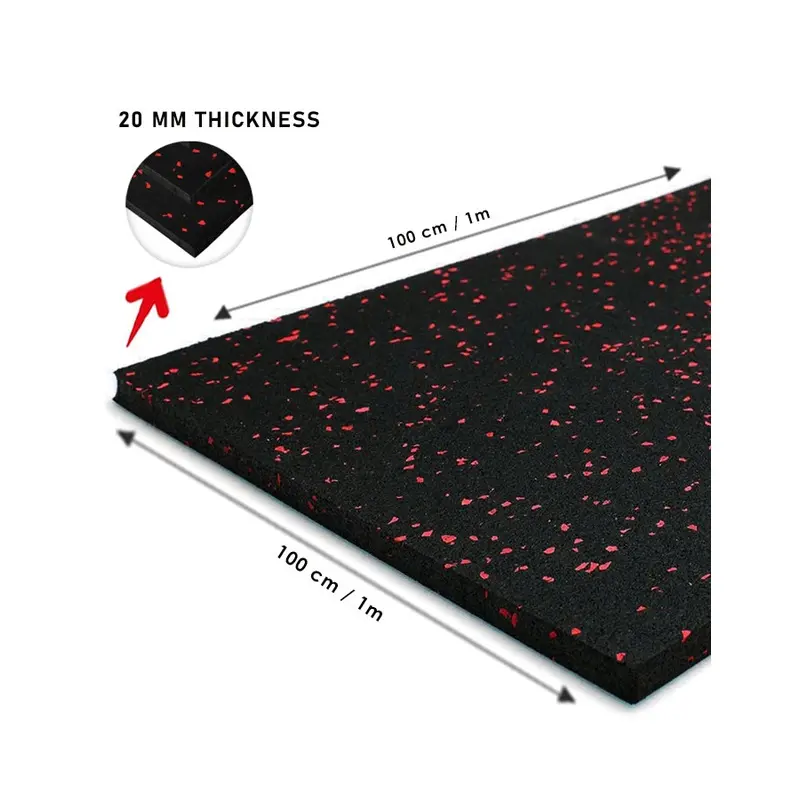 1441 Fitness Commercial Rubber Flooring for Gym 20 mm - 100 x 100 CM Speckled Red