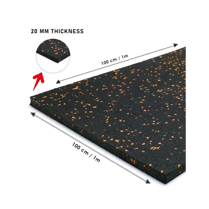 1441 Fitness Speckled Orange Gym Flooring 100 x 100 (cm) - 20 mm Thickness