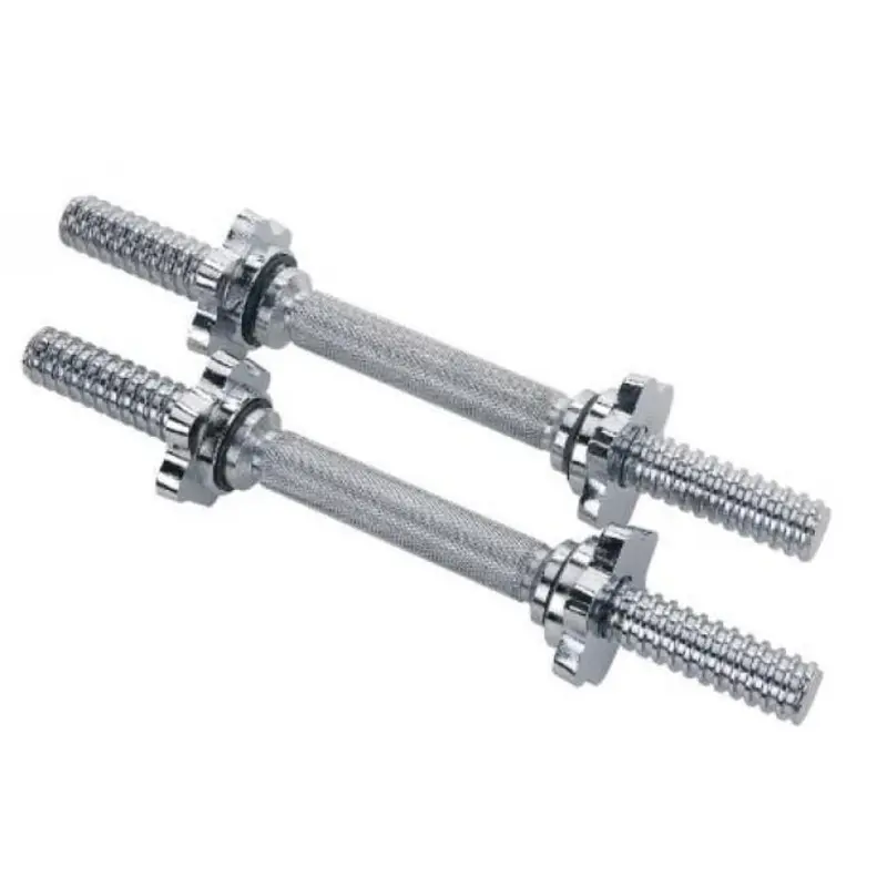 Solid Chromed 19" Standard Dumbbell Handles, 28mm with Spin lock Collar (PAIR)
