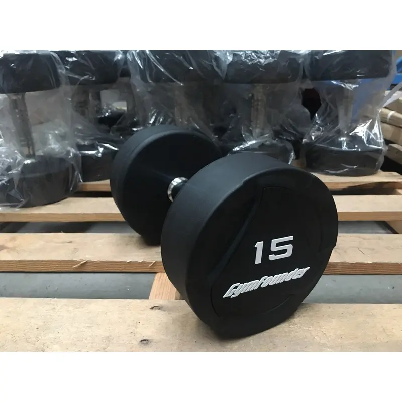 CLEARANCE - Black PU Rubber-Coated  Commercial Dumbbells, Sold in Pairs (Style 1)