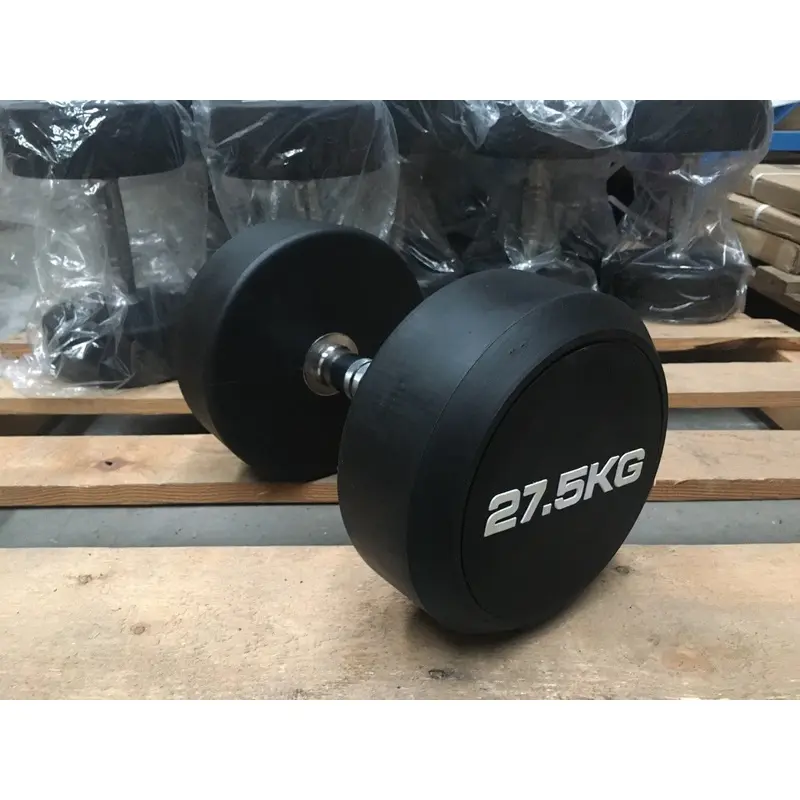 SALE - Black PU Rubber-Coated Commercial Dumbbells, Sold in Pairs (Style 2)