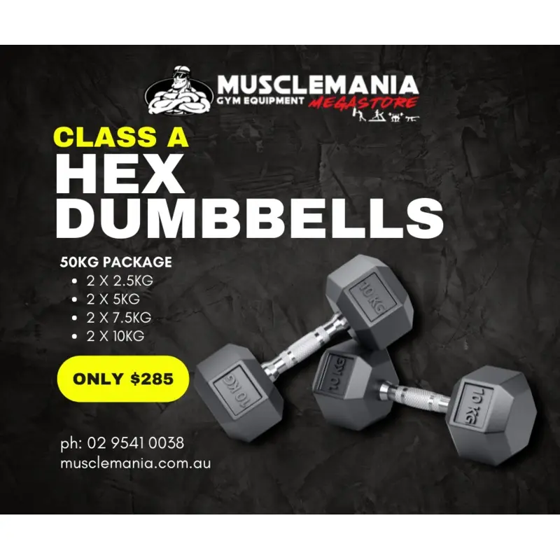 PACKAGE DEAL - "Class A" Hex Dumbbell Pack - 50KGS