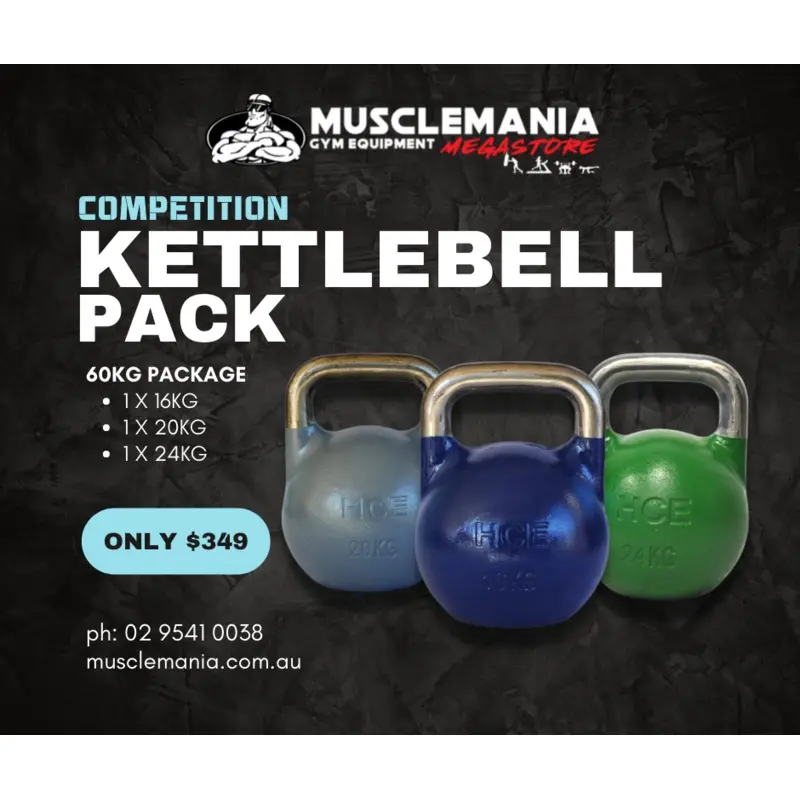 KETTLEBELL PACKAGE DEAL 2 - PRO COMPETITITION 16KG, 20KG, 24KG.