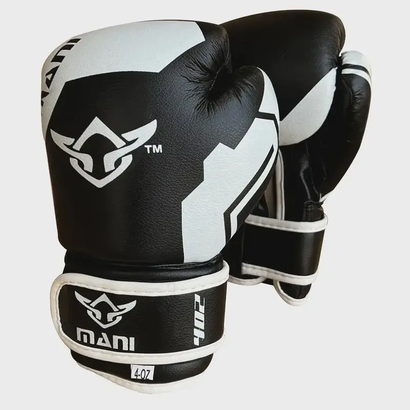 MANI SPORTS - BLACK & WHITE JUNIOR BOXING GLOVES