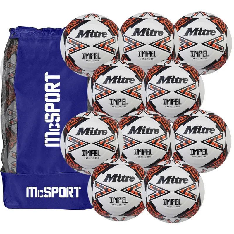 Mitre Junior Lite Match Football (290g) | 10 Pack + Bag