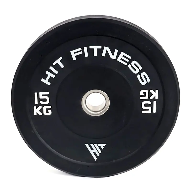 Hit Fitness 15kg Commercial Black Rubber Bumper Plate
