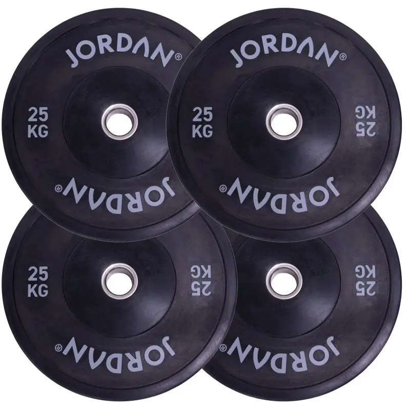Jordan Fitness Black Bumper Plates 25kg | Bundle of 4