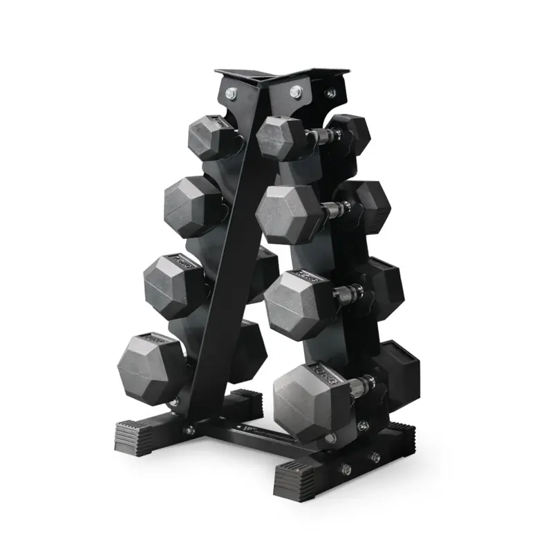 Hit Fitness Hex Dumbbells Vertical Rack | 4 Pairs (50kg)