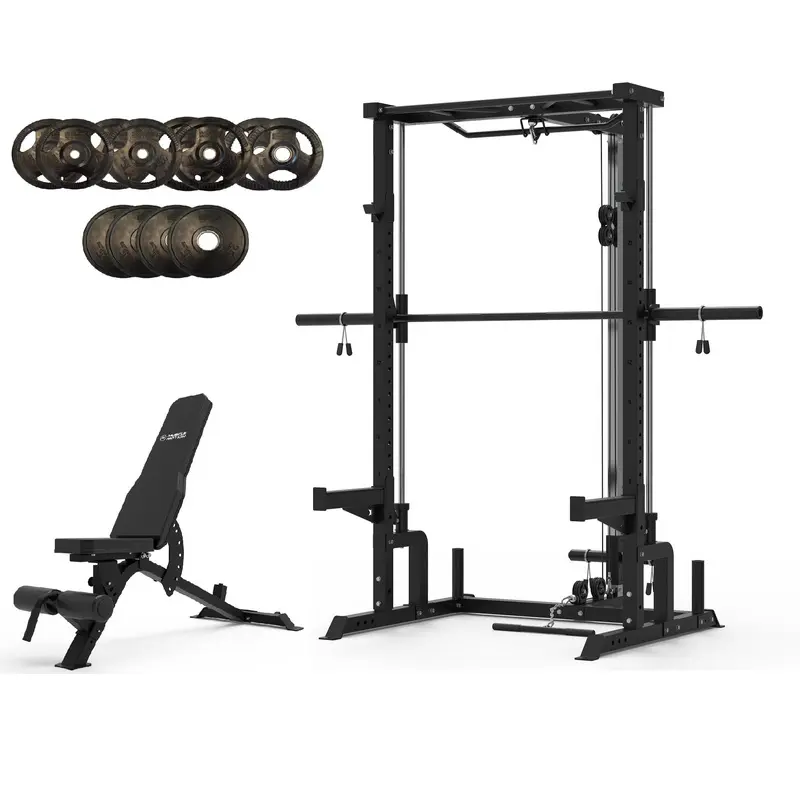 Muscle Motion Valor Modular Half Rack With Smith Machine And High Low Pulley Package