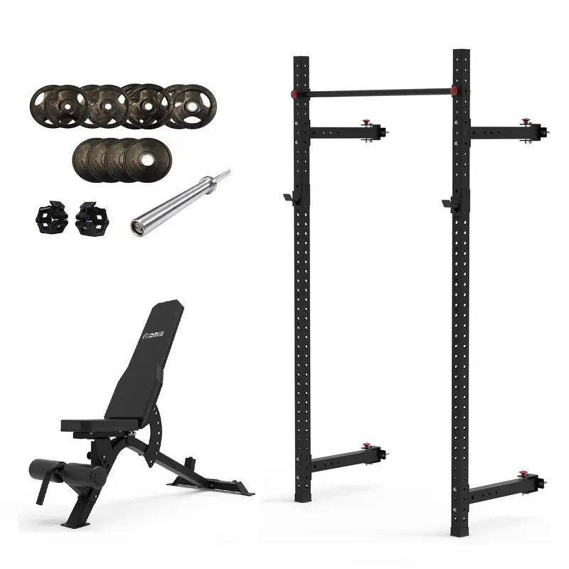 Muscle Motion Valor Wall Mounted Folding Squat Rack Package