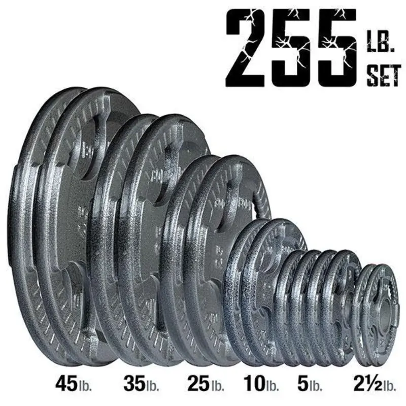 255 lb. Gray Grip Olympic Plate Set