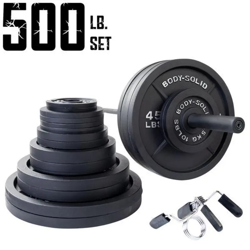 500 lb. Cast Iron Olympic Weight Set with 7ft. Olympic Bar, Collars