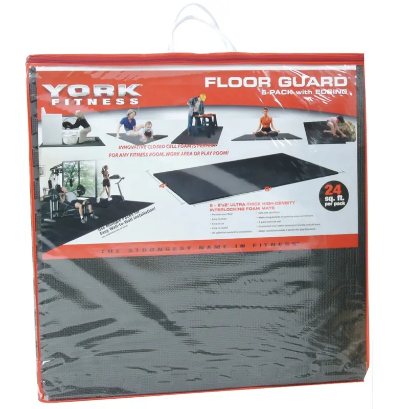 YORK 2x12mm Floorguard with Edging Shrink Wrap Package - Pack of 4 (Black)