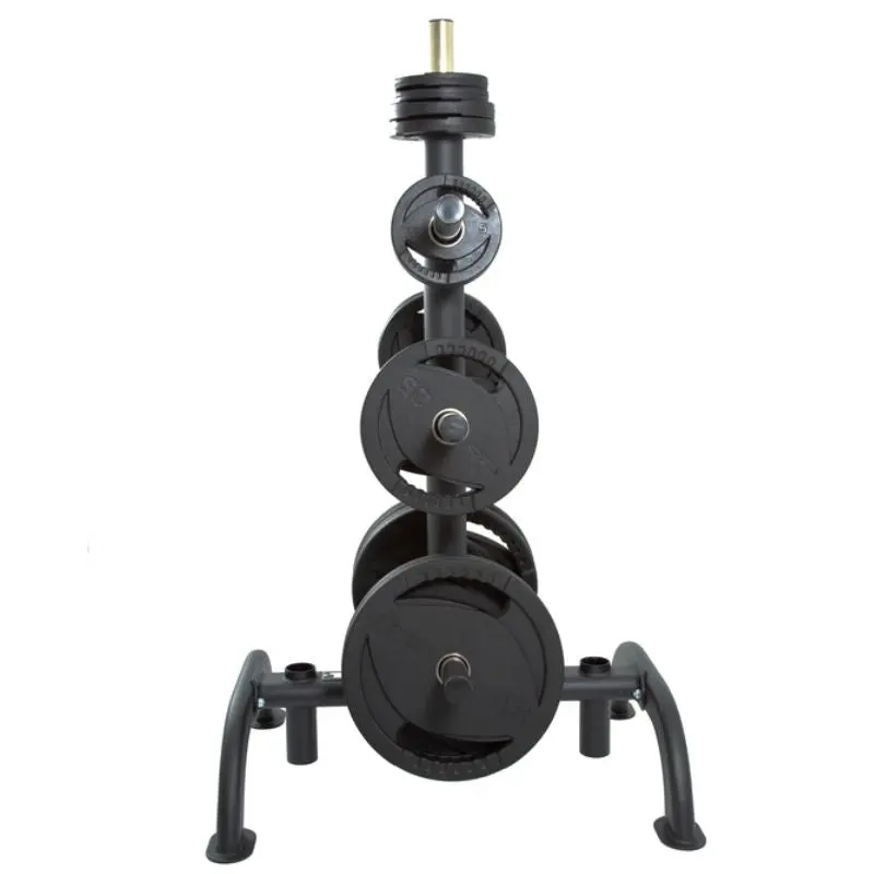 TKO Strength 255lb Rubber Olympic Plate Set with Plate Tree - S6210-OR255