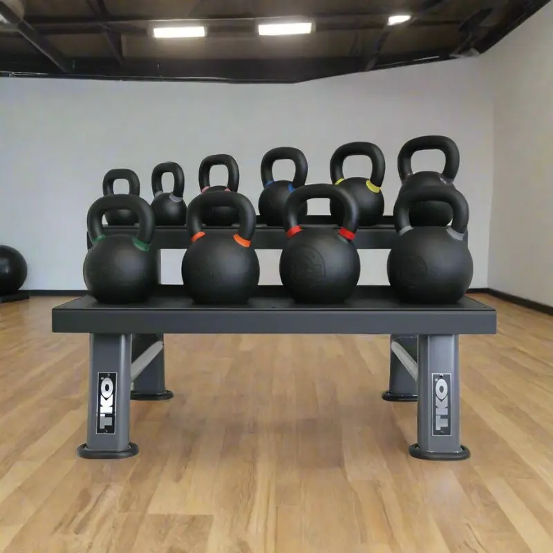 TKO Strength 4kg-36kg Cast Kettlebell Set with 2 Tier Rack - S859-PKB4-36