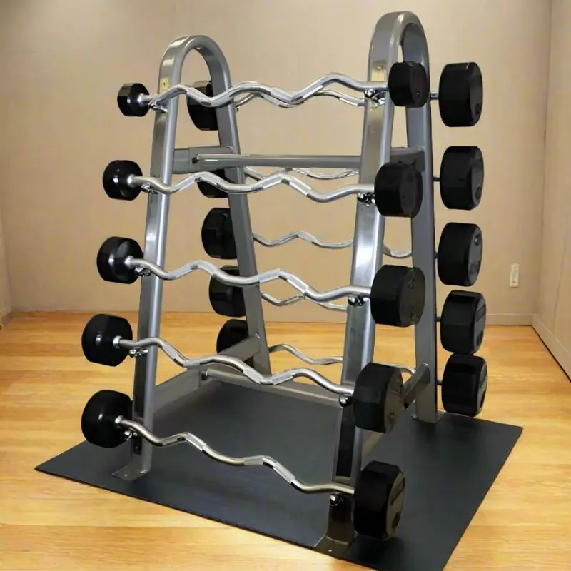 TROY COMMPAC-TZBR110 Rubber Curl Barbell Set with Horizontal Rack