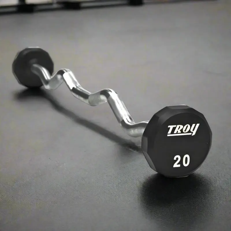 TROY TZB-020-110U 20-110 lb 12-Sided Urethane Fixed Curl Barbell Set