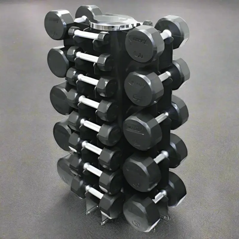Troy VERTPAC-TSDR50G 12-Sided 3-50lb Dumbbells with Rack