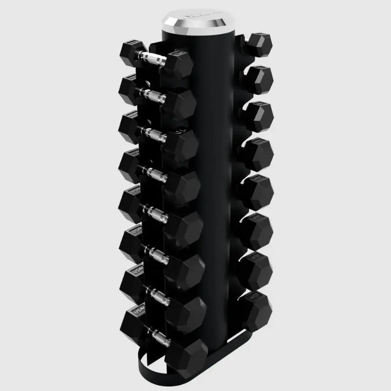 USA Sports by Troy VERTPAC-HDR30G Rubber Hex Dumbbell Set with Rack