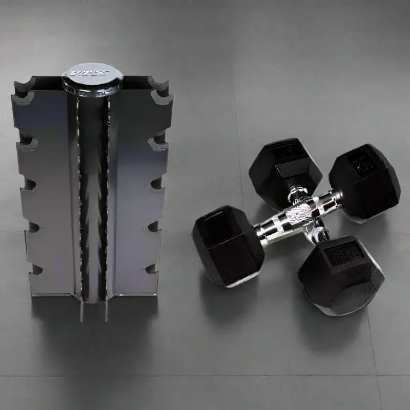 USA Sports by Troy VERTPAC-HDR50G Rubber Hex Dumbbell Set with Rack