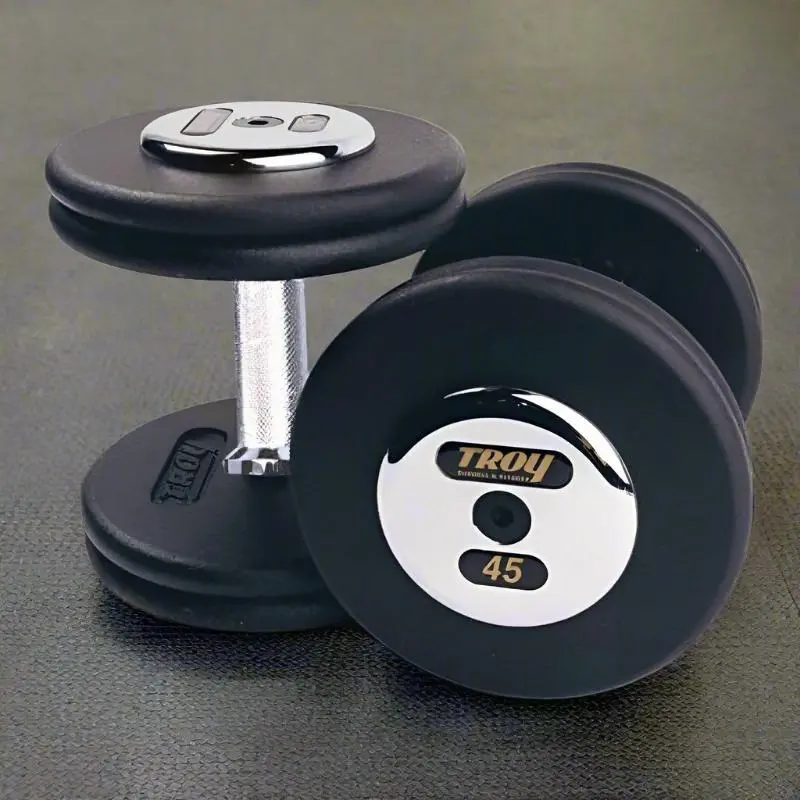 TROY PFD-C Black Textured Pro Style Dumbbell Set with Chrome End Caps