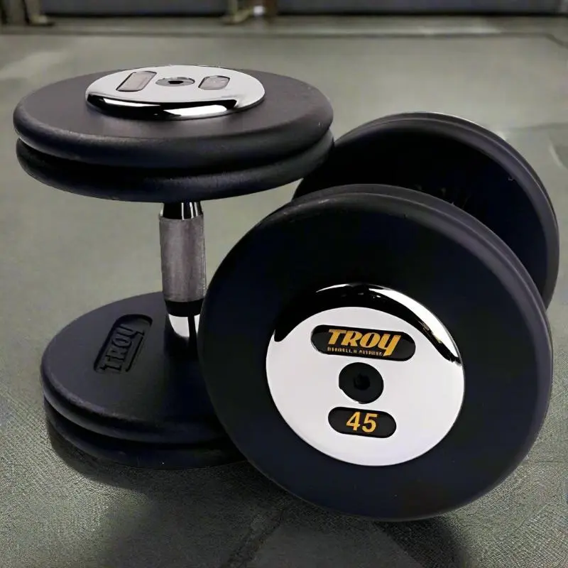 TROY PFDC-C  Pro-Style Black Dumbbell Contoured Handle & Chrome Endcaps
