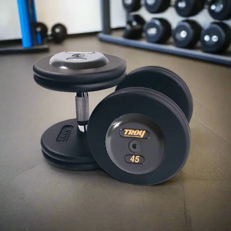 TROY PFDC-R Black Pro Style Dumbbell Set Rubber Endcaps