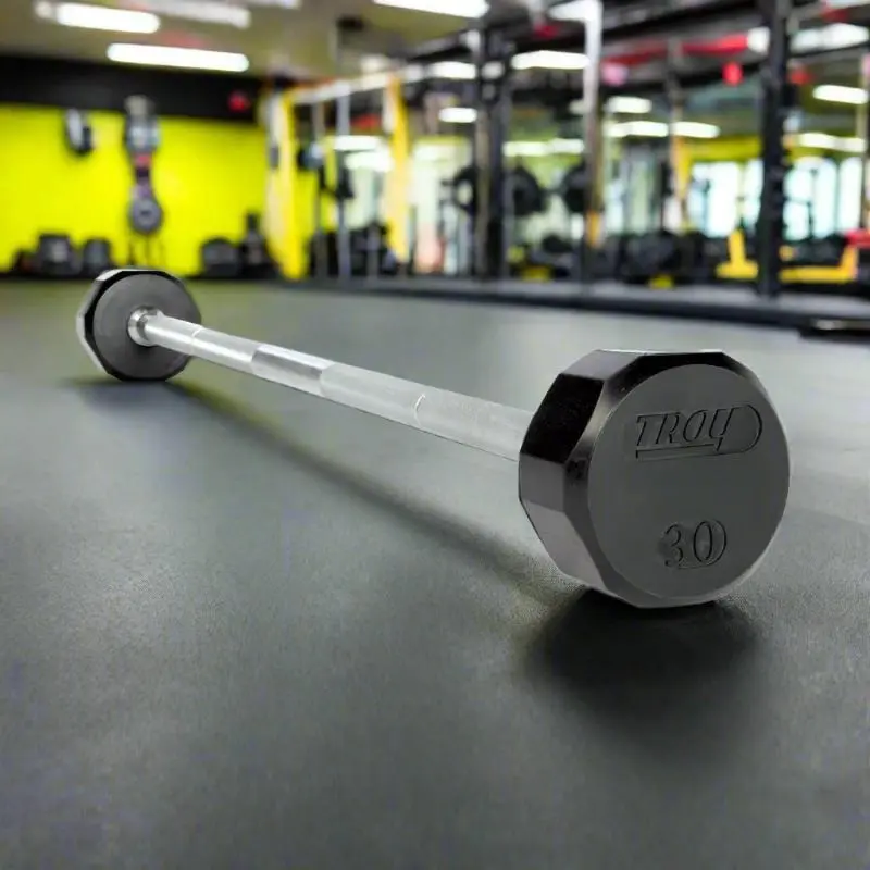 TROY TSB-020-110R 20-110 lb 12-Sided Solid Rubber Straight Barbell Set