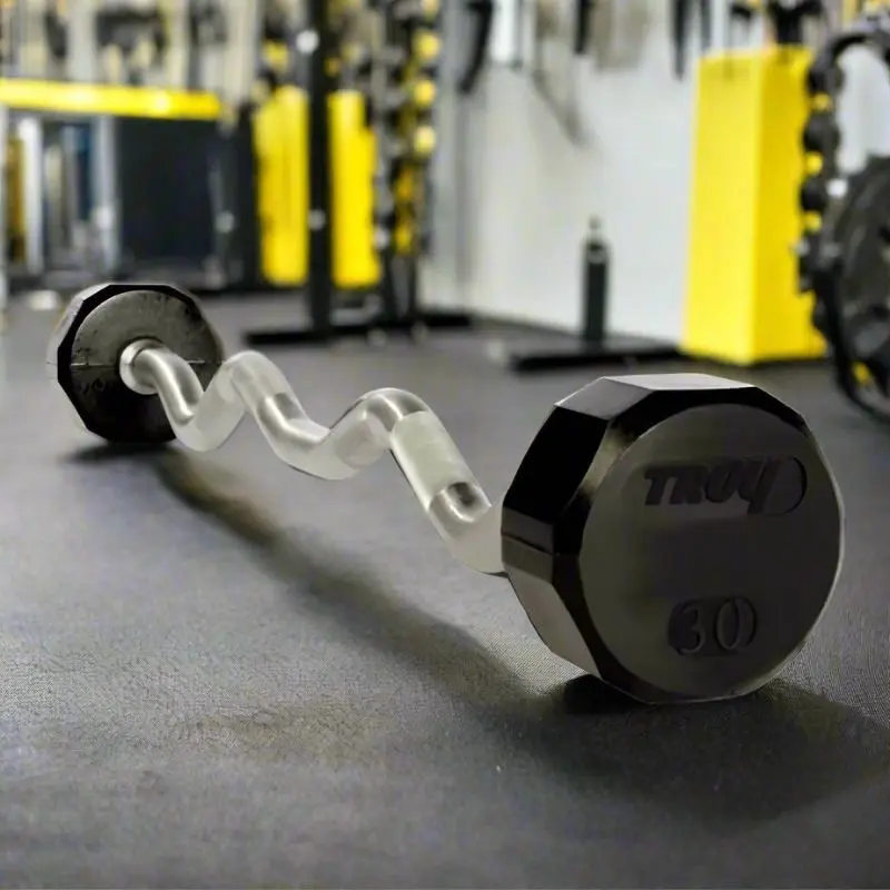 TROY TZB-R 12-Sided Solid Rubber Curl Barbell