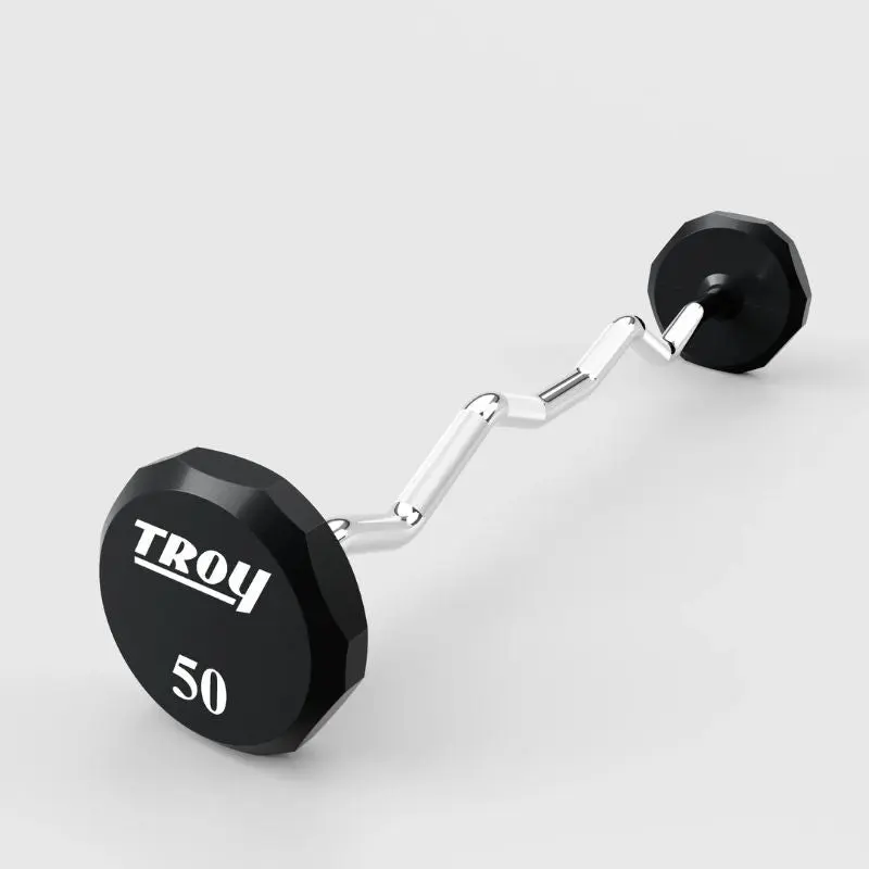 TROY TZB-U 12-Sided Urethane Fixed Curl Barbell