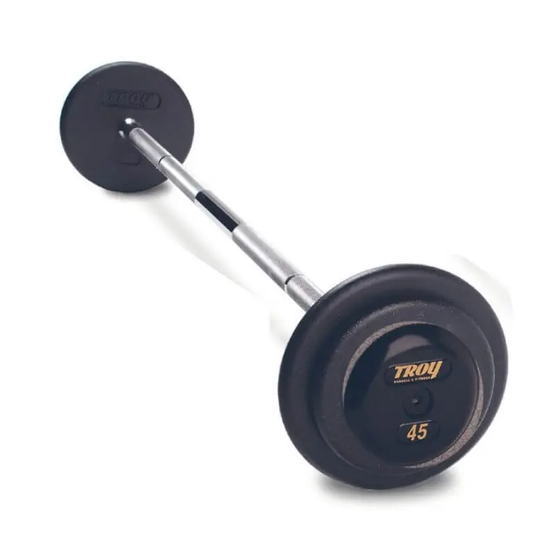 TROY PFB-R Pro Style Straight Barbell - Black Plates / Rubber End Caps