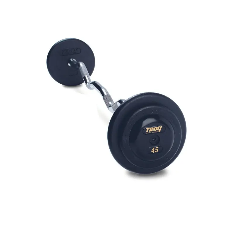 TROY PZB-R Pro Style Curl Barbell - Black / Rubber End Caps