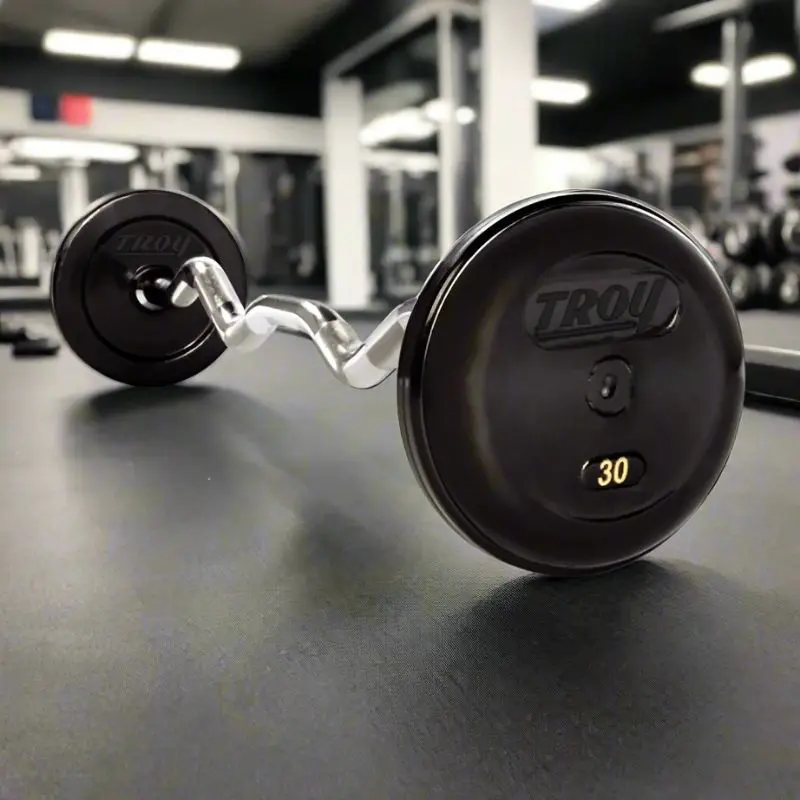 TROY RUFC-020-110R Pro Style Rubber Encased Curl Barbell Set (20-110 lb)