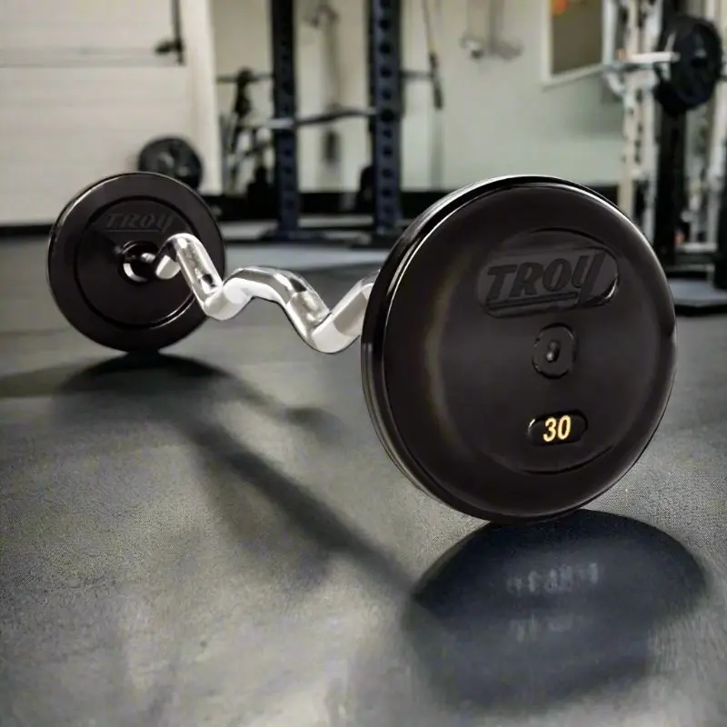 TROY RUFC-025-115R Pro Style Curl Barbell Set - Rubber-Encased Plates