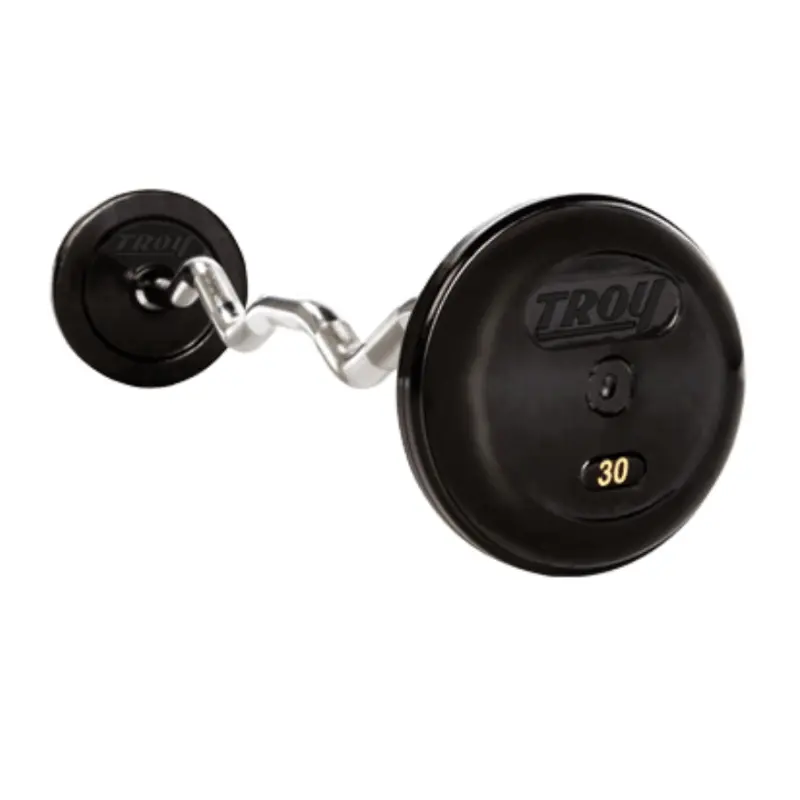 TROY RUFC-R Pro Style Curl Barbell- Rubber-Encased Plates