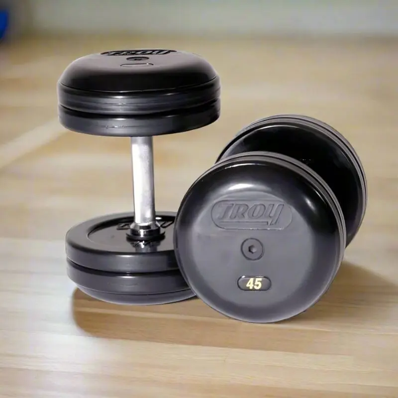 TROY RUFD-R Pro-Style Rubber Encased Dumbbell Straight Handle & Rubber Endcaps
