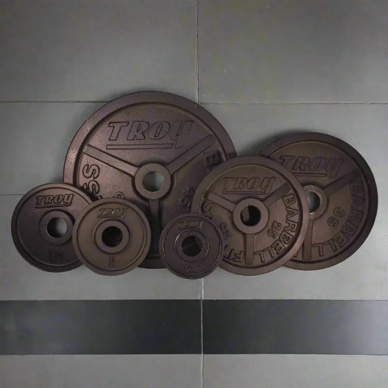 TROY Wide Flange Premium Grade Machined Olympic Plate Black Set