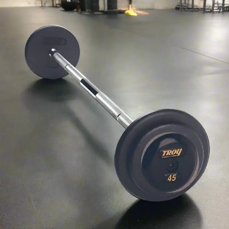 TROY PFB-R Pro Style Straight Barbell Set - Black Plates / Rubber End Caps