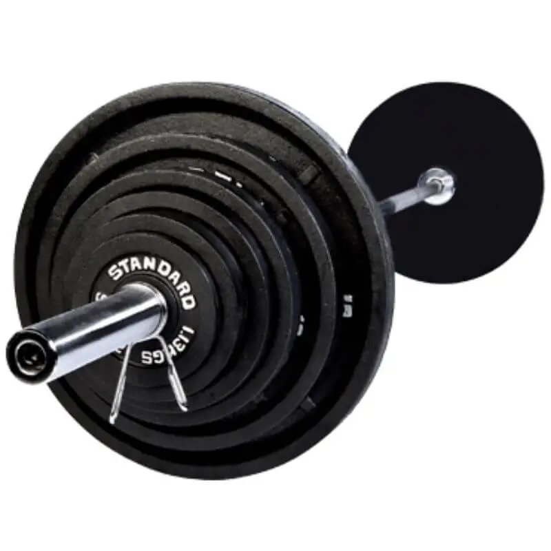 USA by Troy BOSS-300B  Olympic 300lb Weight Set Black Plates with Black Bar