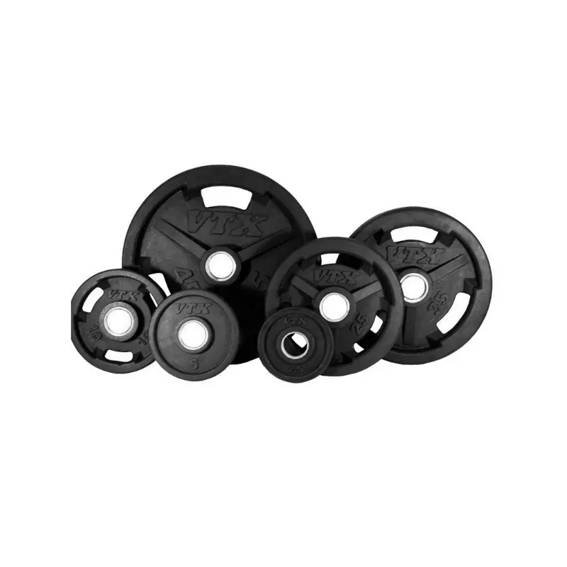 VTX GO-VR Olympic Rubber Encased "Wide Flange" 3 Hole Grip Plate 255lb Set