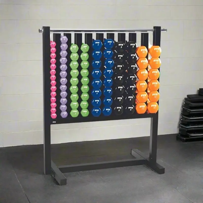 VTX MDR-VPAC Locking Rack with 43 Pairs of Vinyl Coated Dumbbells