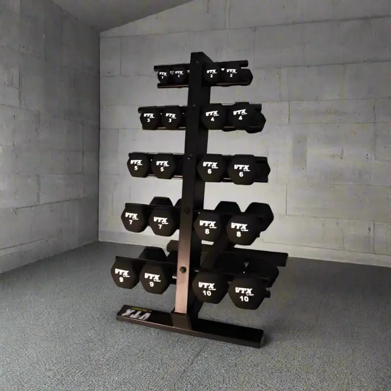 VTX THD-NPAC 1-10lb Black Neoprene Aerobic Dumbbell Set with Compact Rack
