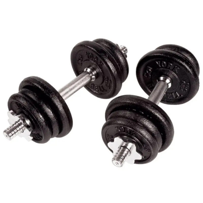 York Black Contour Cast Iron Adjustable. S/L Dumbbell Set