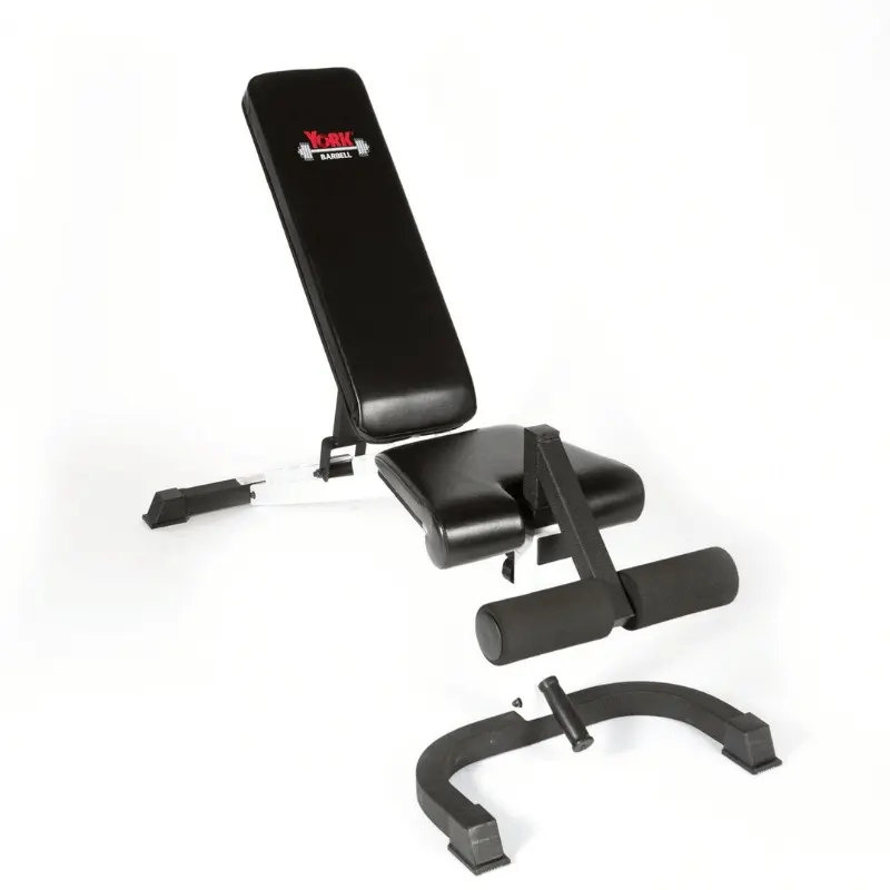 YORK 48004 FT Flex Bench with Foot Hold-down White Frame / Black Upholstery