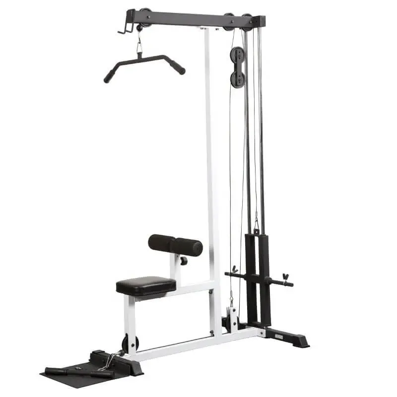 YORK 48051 FT Lat Machine White Frame / Black Upholstery