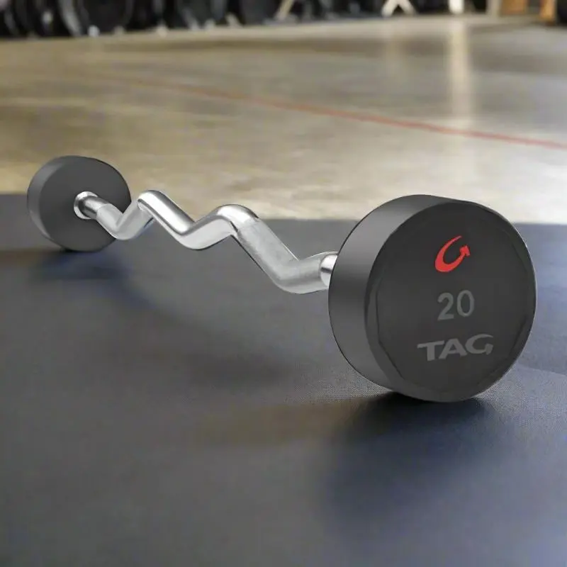 TAG Fitness BBEL-EZ Premium Ultrathane Fixed Barbell with EZ Curl handle