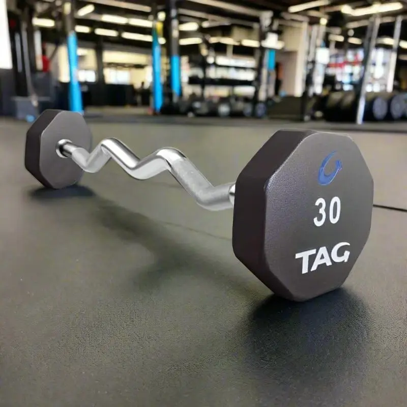 TAG Fitness R8BBELL-EZ 8-Sided Rubber Curl Barbell Set